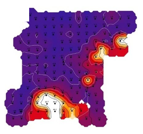 Lead soil anomaly map